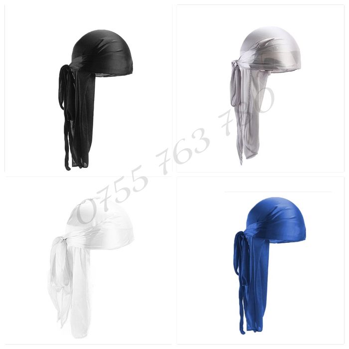 Durag - negru, alb, albastru, gri - premium headwrap