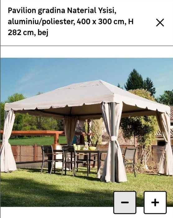Pavilion gradina Naterial Ysisi, aluminiu/poliester 400x300 cm, 282 H , bej