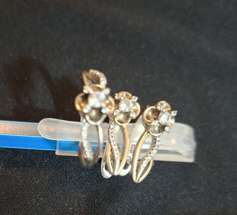 Серьги + кольцо серебро Украина