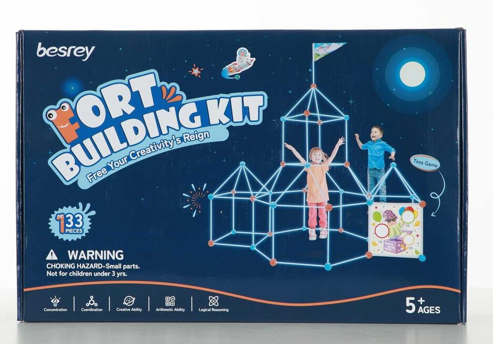besrey Детски комплект за изграждане на крепост, 133 части с игра