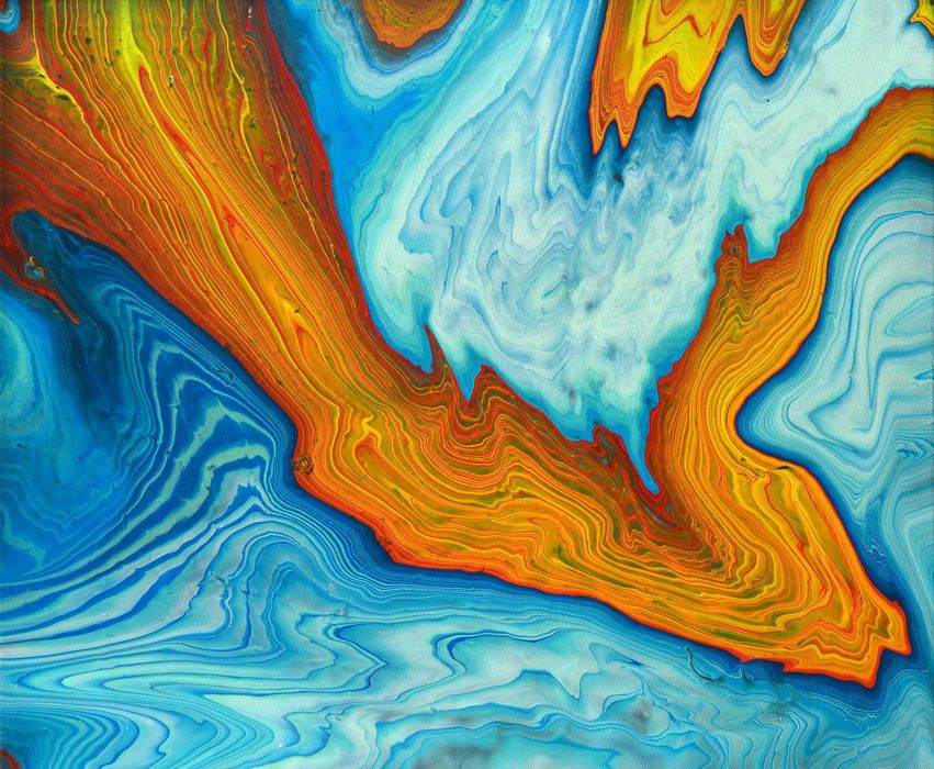 Vand tablou abstract realizat prin tehnica turnarii (pouring) !