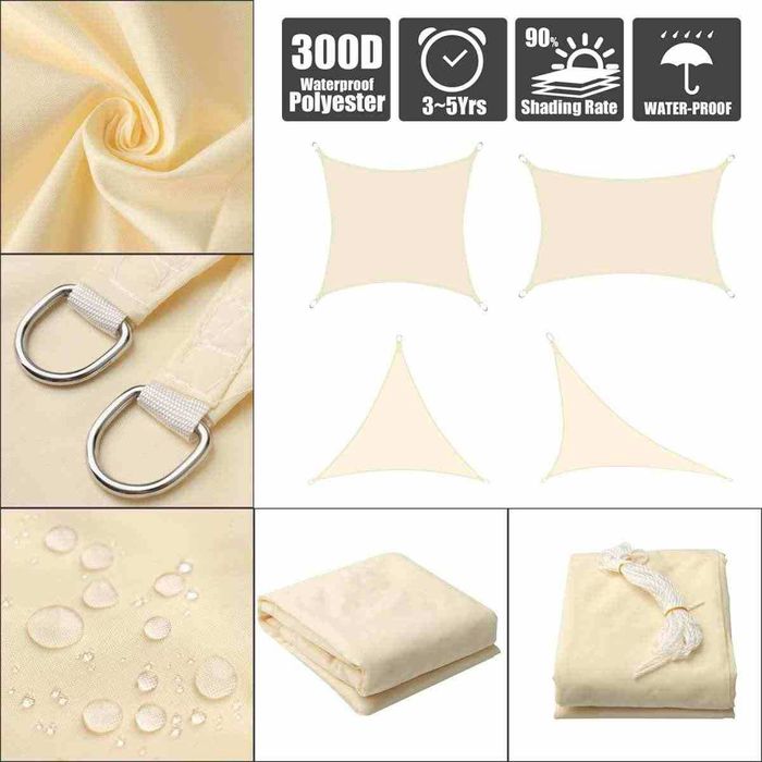 Правоъгълна тента - платно за плътна сянка 4х3м за 12кв.м сянка