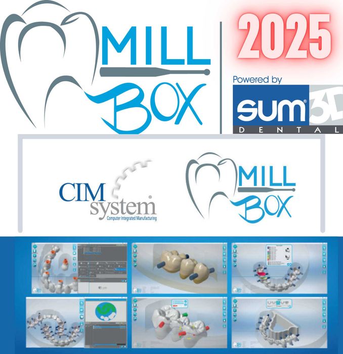Millbox 2025 + HyperDent 2025 + Inlab CAM + Cerec5 + WorkNC + B4D iBar