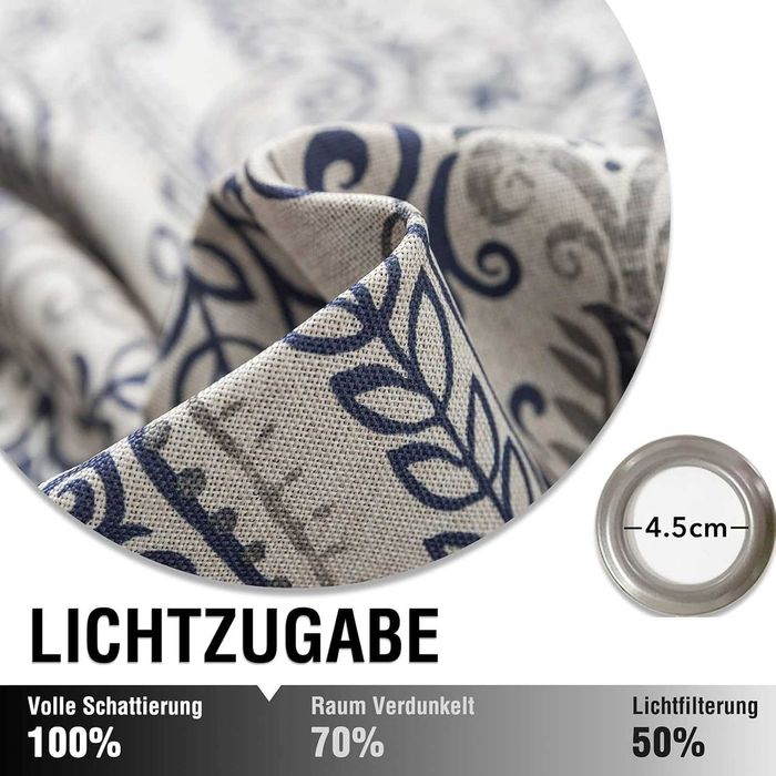 TOPICK Комплект от 2 непрозрачни завеси, 130 х 175 см