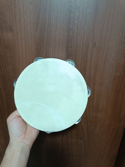 Tamburina dubla 20 cm 12 Clopotei Zurgalai Piele Naturala