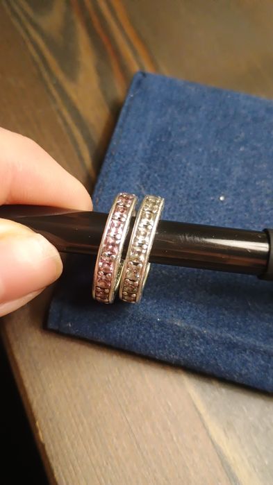 Inele Pandora cu zirconiu alb și roz,mărime 56,arată impecabil