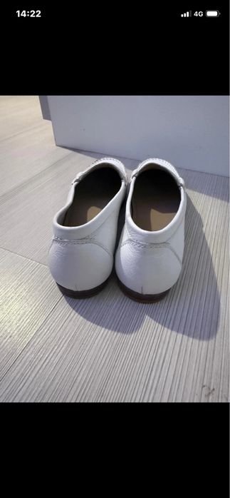 Mocasini, albi, mărime 37