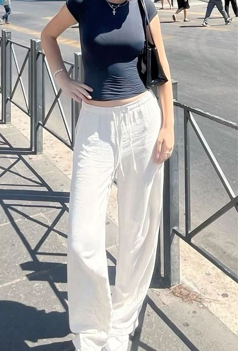 Белые ленные штаны