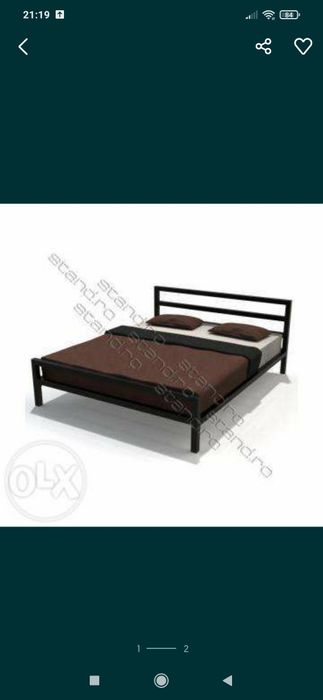 Pat metalic modern 140x200, pat fier forjat, pat dormitor, pat matrimo