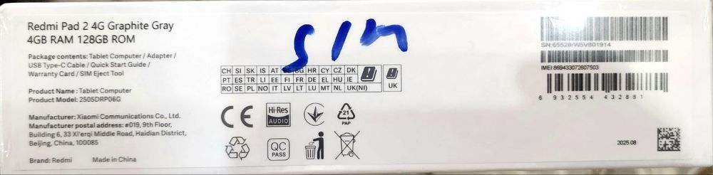 Продаётся Redmi Pad 2 (4GB RAM / 128GB ROM, SIM)