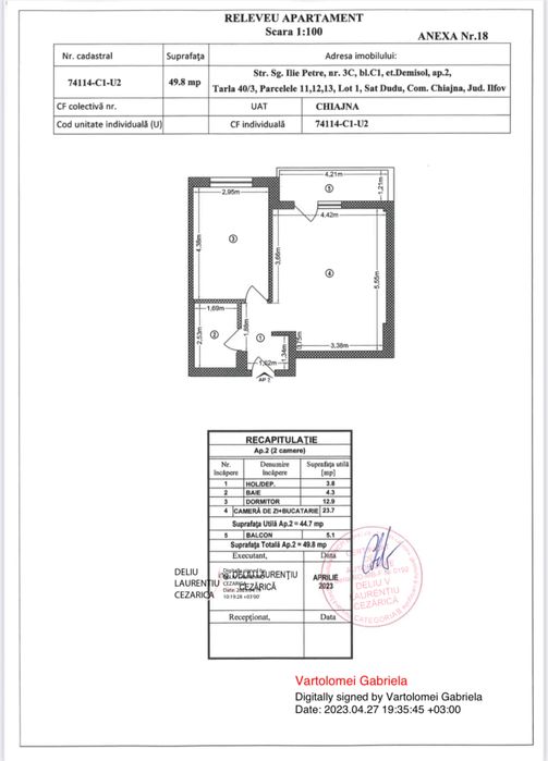 Vand apart. 2 camere - demisol - cu balcon - Chiajna - Militari