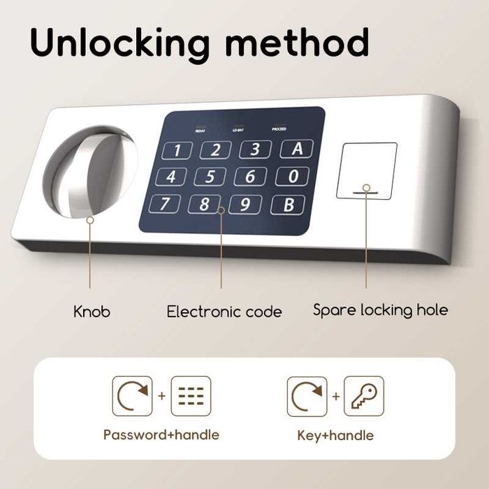 Сейф DELI ET523 электронный замок+ключ, черный, 300х380х300 мм, 9 кг