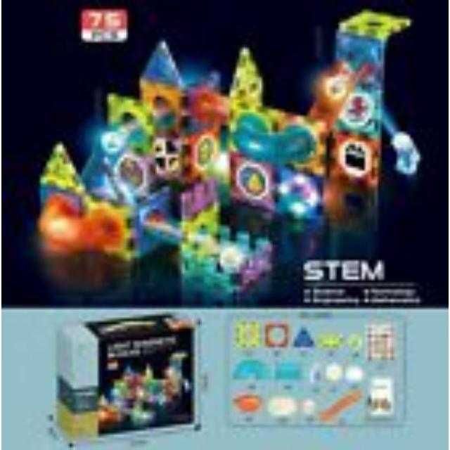 Vand Set Inteligent de Constructie Magnetic cu Lumina , 75 piese
