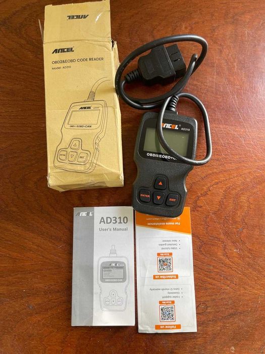 Tester ANCEL AD310 OBD2 pentru mașini, cititor coduri de eroare OBD-II, pentru toate vehiculele fabricate începând cu 1996 și mai noi (negru)