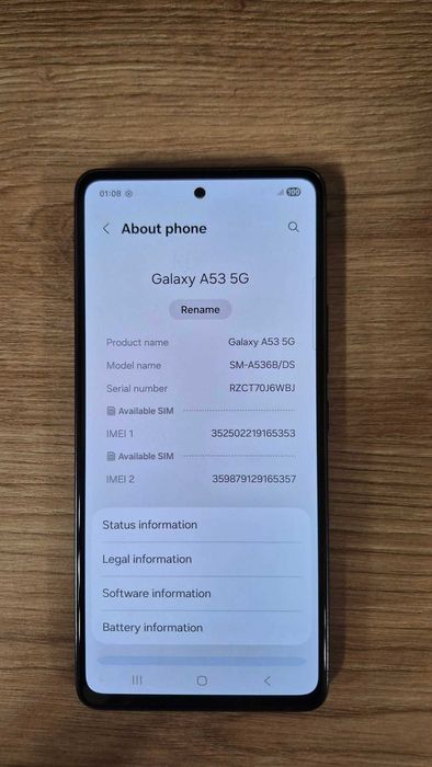 Samsung A53 5G, 128GB, 6GB RAM, Dual sim, Second hand