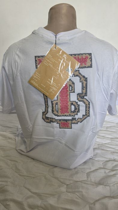 Tricou Burberry, nou, alb, S-XXL, imprimeu cusut, eticheta Farfetch, unisex
