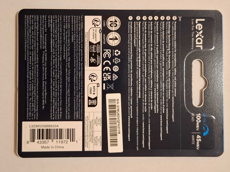 Цена по Договаряне 256GB Micro SD Карта Памет Lexar SanDisk