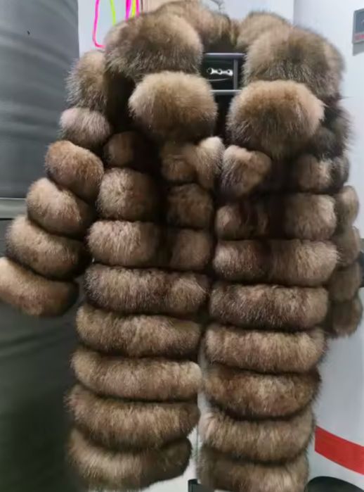 Дълго палто от естествен косъм