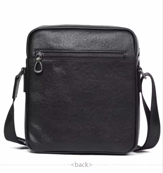 Мъжка елегантна дизайнерска чанта за през рамо /Черна естествена кожа!