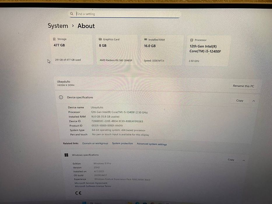 Gaming PC deyarli yangi