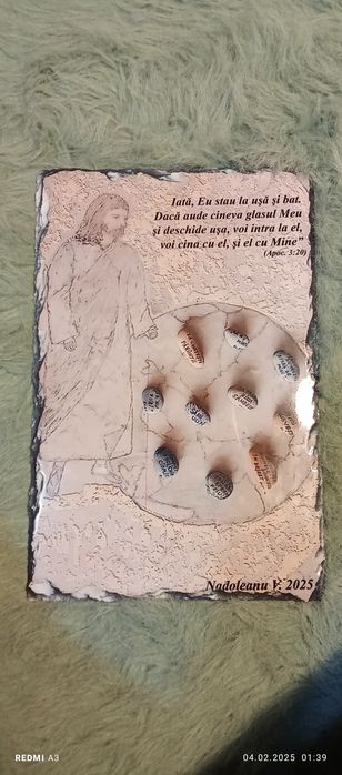 Desen, creație proprie, imprimat pe piatra de ardezie.   Anunț 1