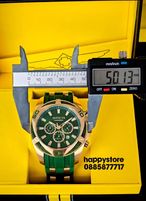 INVICTA Vanguard Green/Gold 50mm, Инвикта нов ръчен часовник