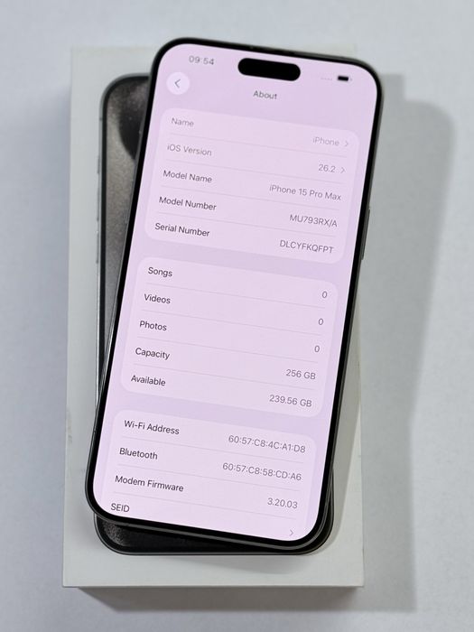 iPhone 15 Pro Max Titanium 93% battery