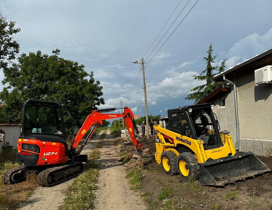 Услуги с мини челен товарач микро багер и мини багер бобкат М СТРОЙ 92