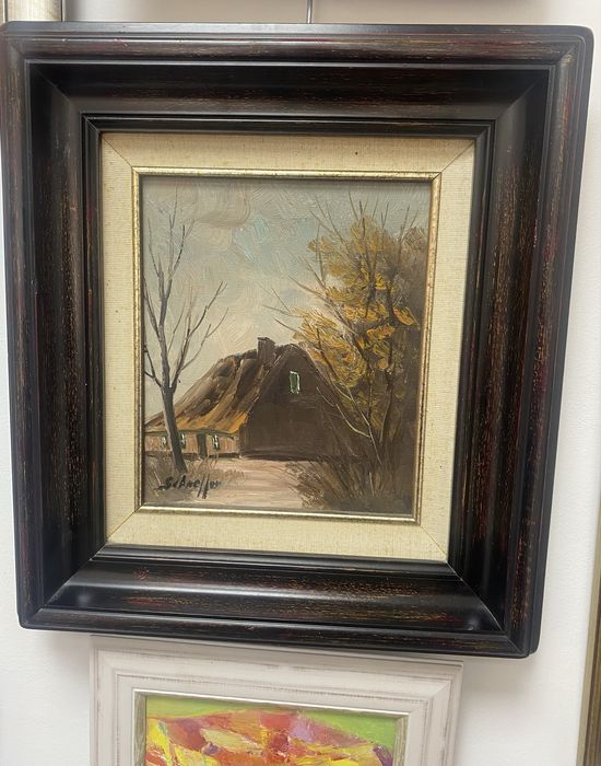 Стара немска картина масло върху платно