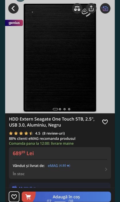HDD hard extern Segate 5TB - USB 3.2