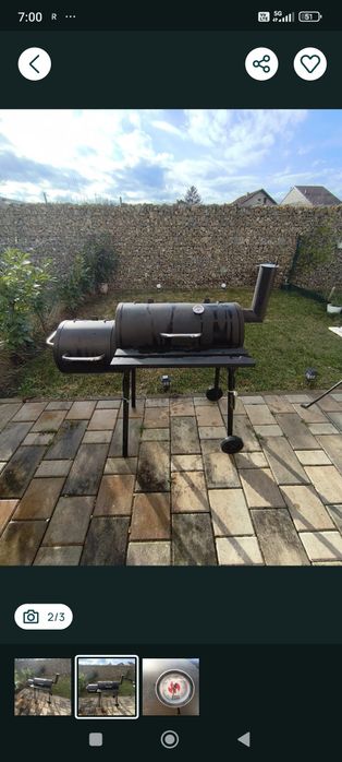 Afumator Offset (Smoker) Professional + Set Grătar BBQ ,stare bun