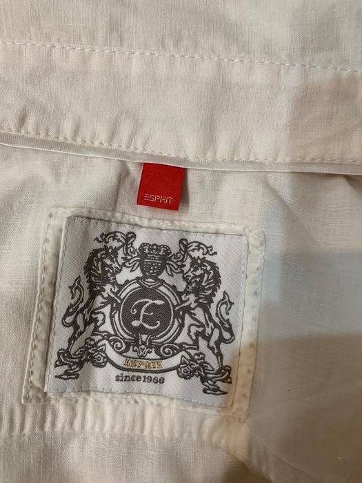 Esprit cămașa albă bumbac și in