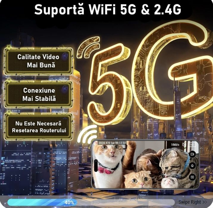Hrănitor Automat Smart pentru Câini și Pisici Fish & Paws, Capacitate 6L, WiFi Dual 5G/2.4G, Cameră Live 1080p Full HD, Audio Bidirecțional, Nou