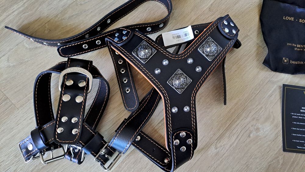 Нагръдник за кучета Bestia - естествена кожа