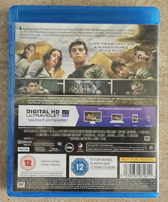 Лабиринтът: Невъзможно бягство (The Maze Runner) Blu-Ray disc