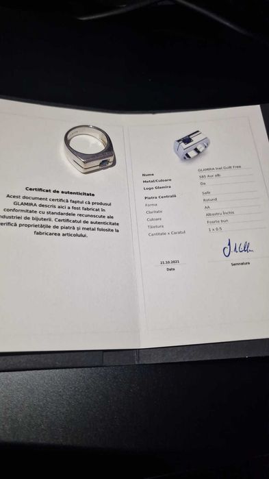 Inel exclusivist din aur alb 18K cu safir – Stil și distincție