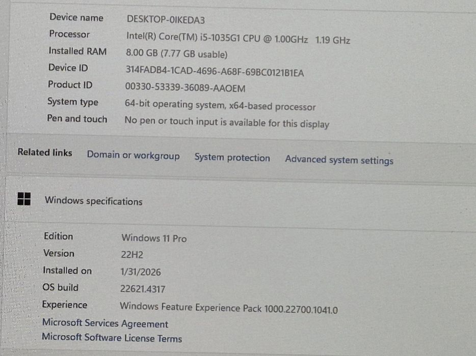 vand laptop Dell Vostro 14 5401..14"FH..i5 1035G1.Quad.8 Gb.Ssd 512.
