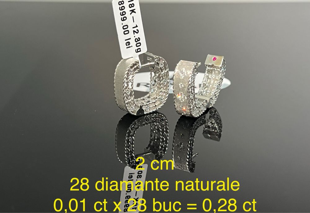 Bijuteria Royal CB : Cercei cu diamante aur alb 18K 750 12,30 grame
