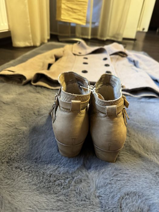 Set palton si ghete piele naturala