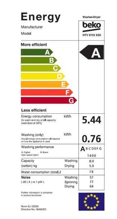 Masina de spalat cu uscator Beko HTV8733XS0