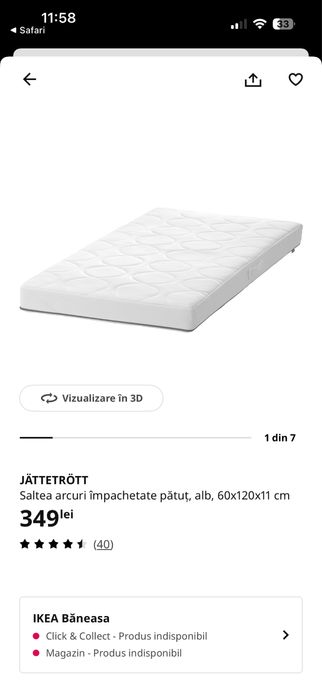 Pătuț pentru bebeluși + saltea+ 1 așternut roz sau albastru inclus