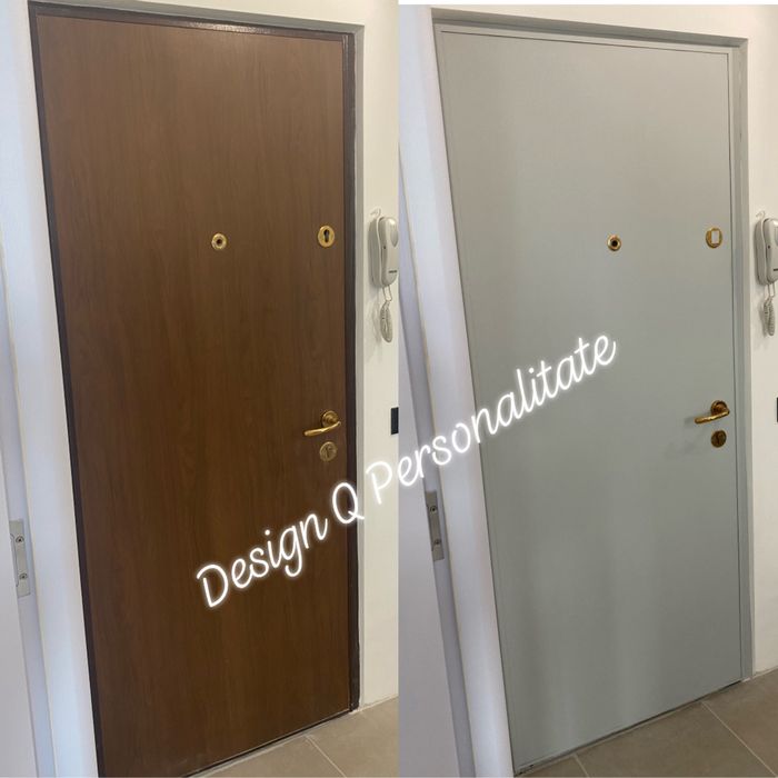 Colantare usa metalica exterior. Reconditionare usa prin colantare