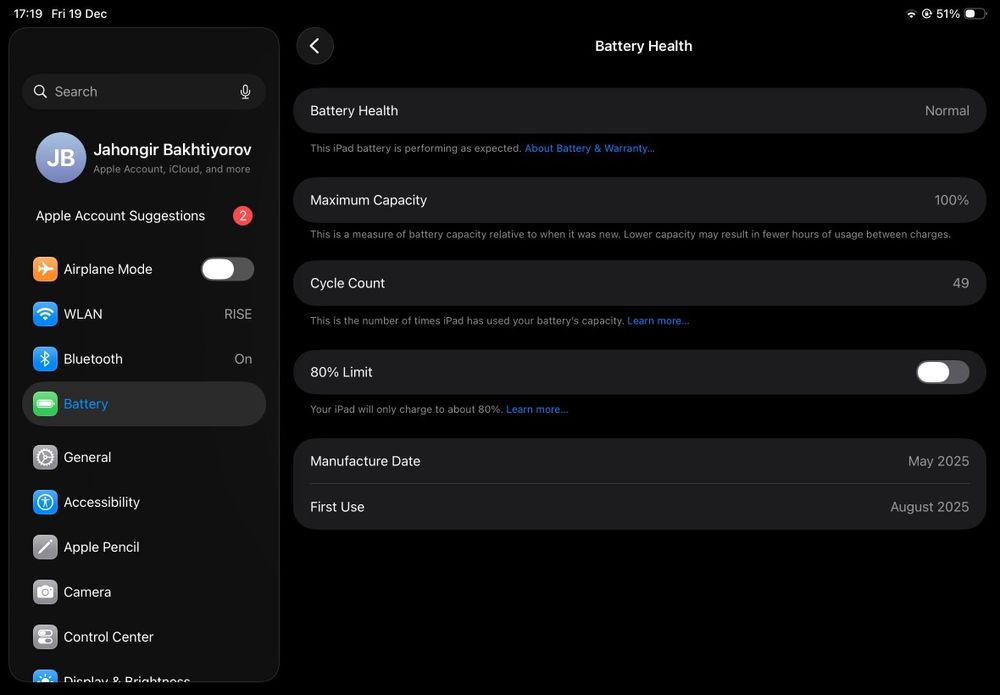 Ipad air M3 11-inch 100%