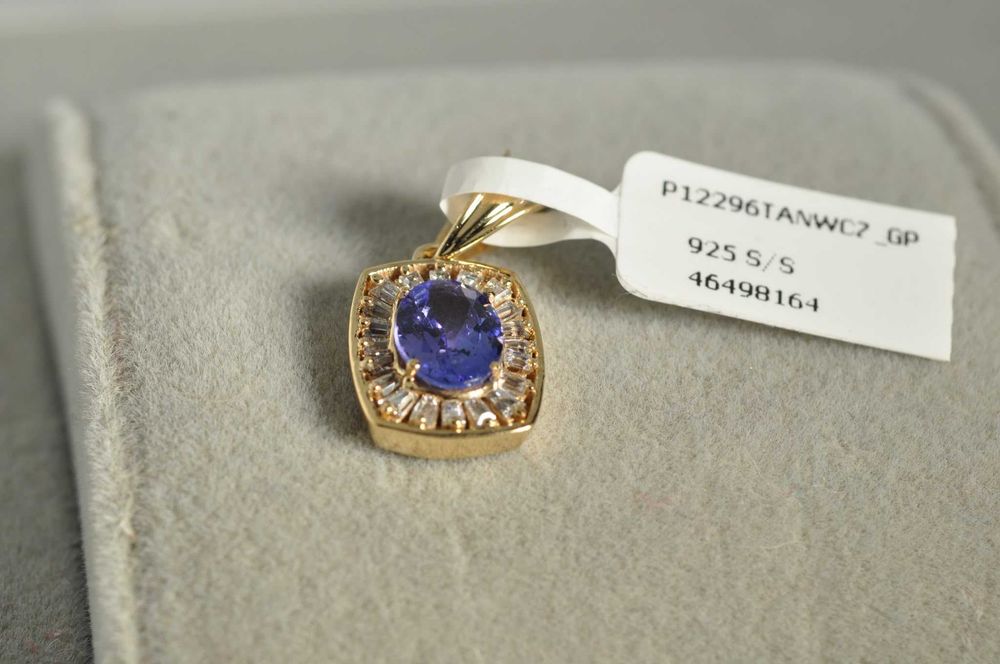 Pandantiv de lux Argint placat Aur cu Tanzanit natural 1.70 ct