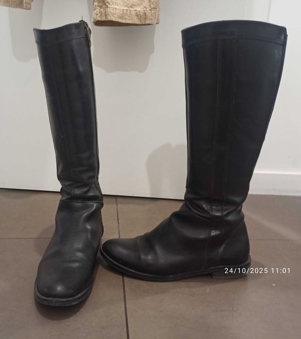 Дамски ботуши естествена кожа, черни, 37 размер. Gabina