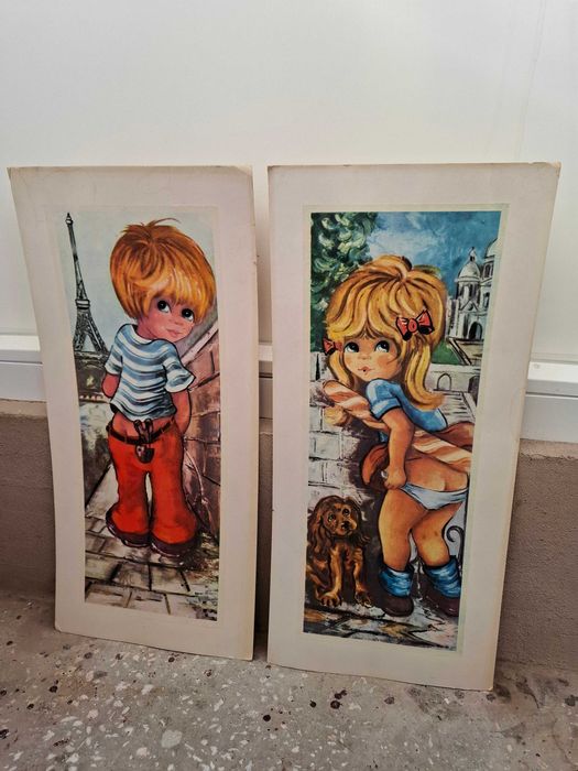 Tablouri Vintage cu printuri baiat si fata