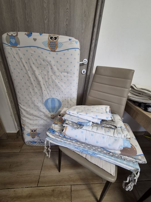 Saltea cocos cu protecție pătuț, lenjerie pătuț