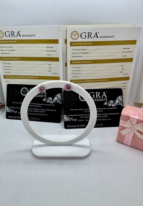 Сребърни обеци с мойсанит (Диамант) 1 карат