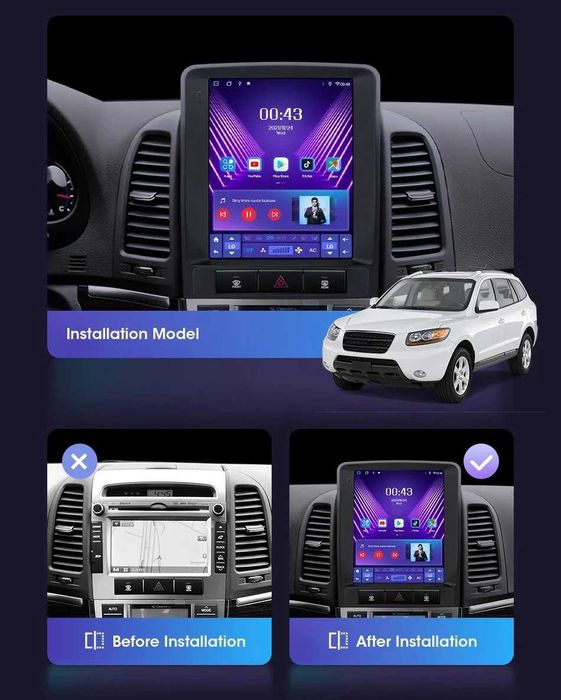 Navigatie Dedicata Tesla Hyundai SantaFe (2006-2012), BT,Wi-Fi,Carplay