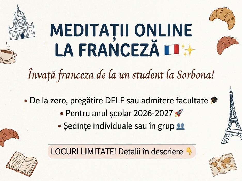 Meditatii la franceza ONLINE cu student la Sorbona